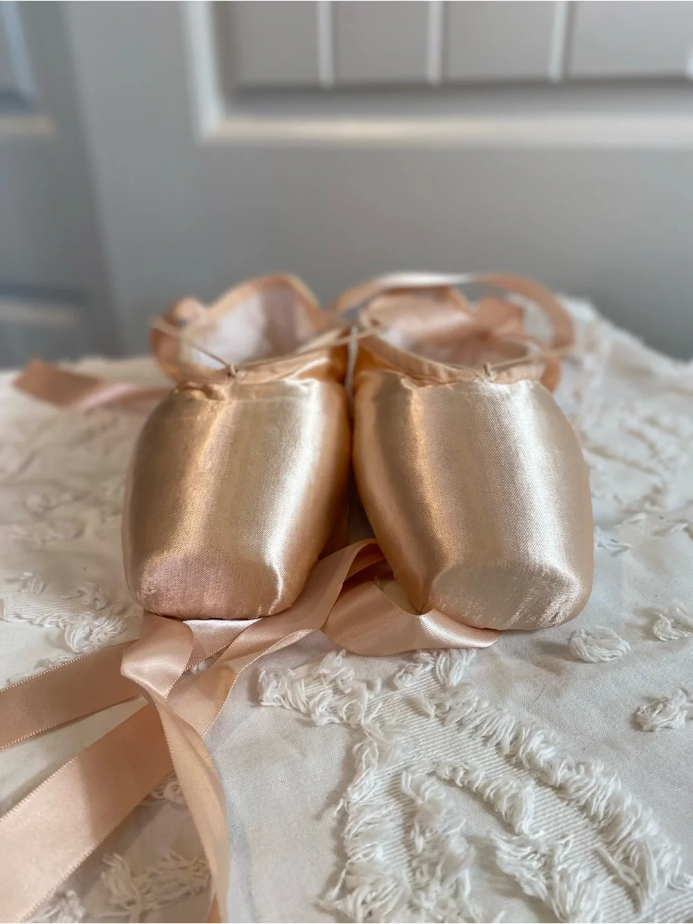 New!  Ballet Pointe Shoes Set - Blush Pink Satin with Ribbons